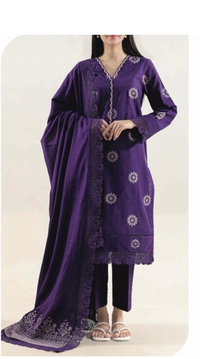 Royal Purple Embroidered 3-Piece Suit