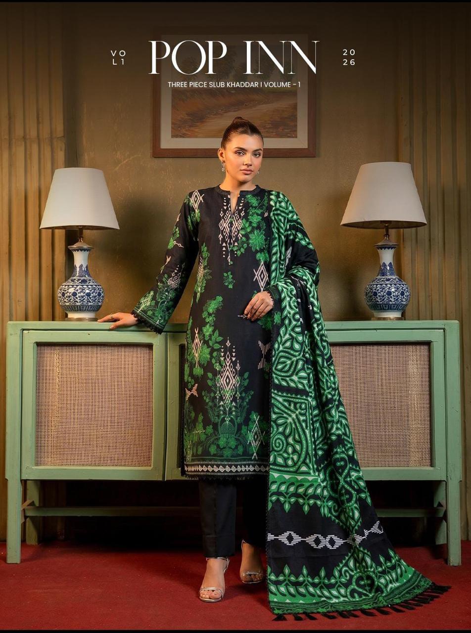 POP INN Vol. 1 – Printed 3-Piece Slub Khaddar Suit