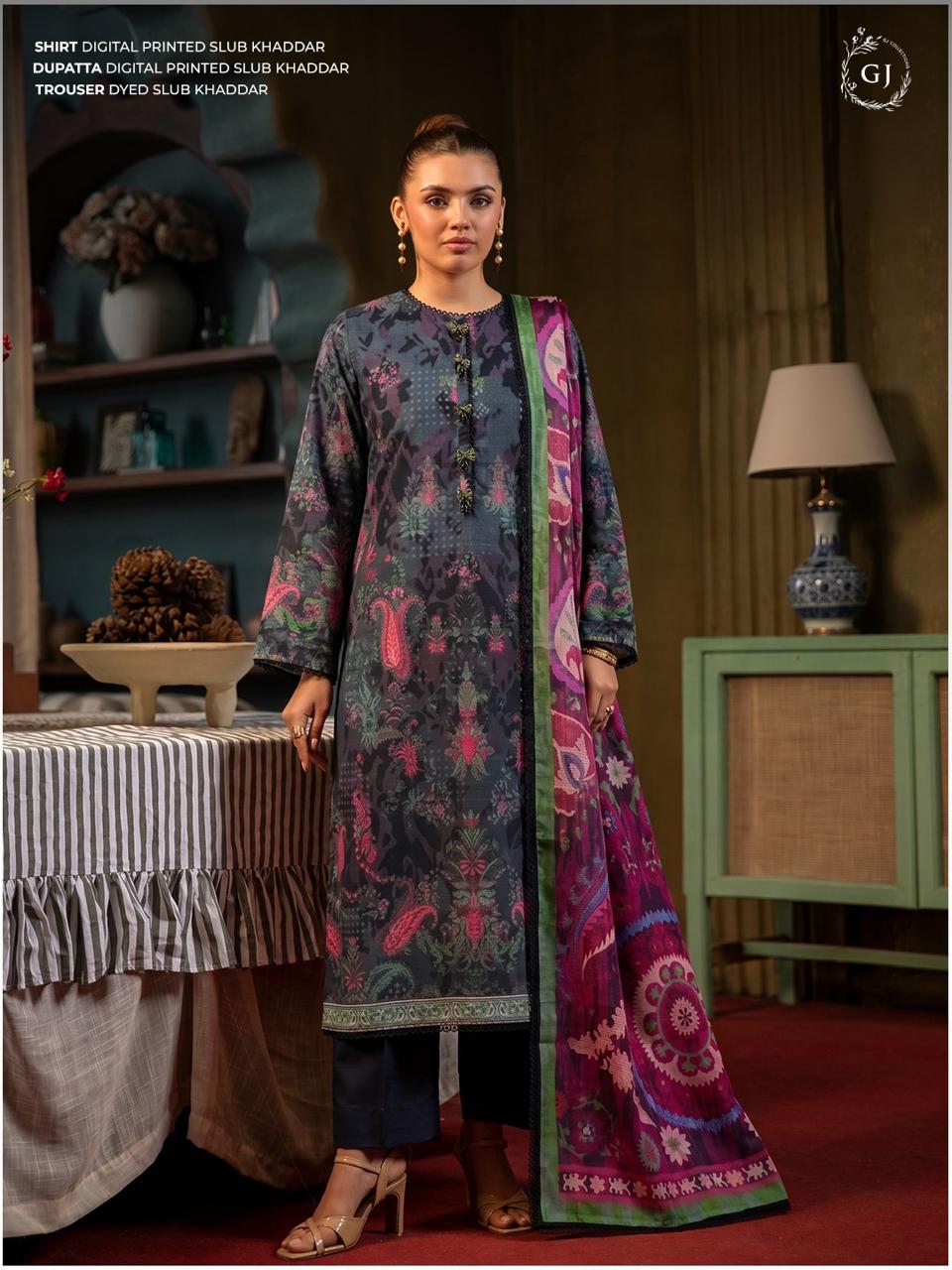 Elegant 3-Piece Printed Lawn Suit with Printed