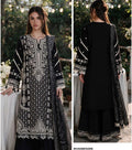 Elegant Black Embroidered Cotton 3-Piece Suit