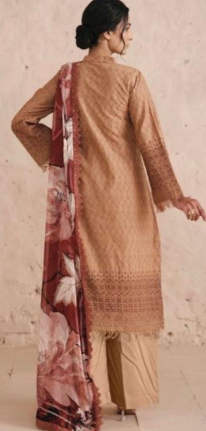Chikenkari Lawn with Printed Chiffon Duppatta
