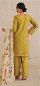 Chikenkari lawn with Printed chifon Duppatta