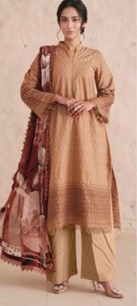 Chikenkari Lawn with Printed Chiffon Duppatta