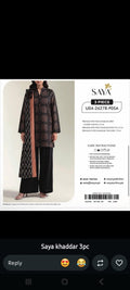 Elegant Black Printed Khaddar 3-Piece Suit