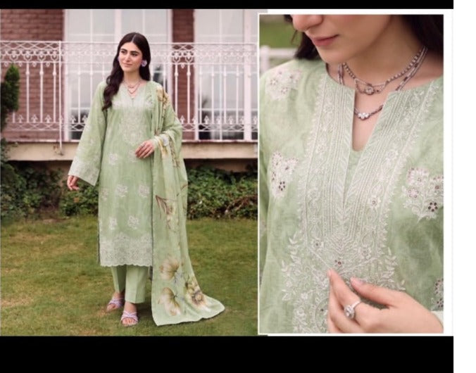 Elegant Sage Green Embroidered Suit