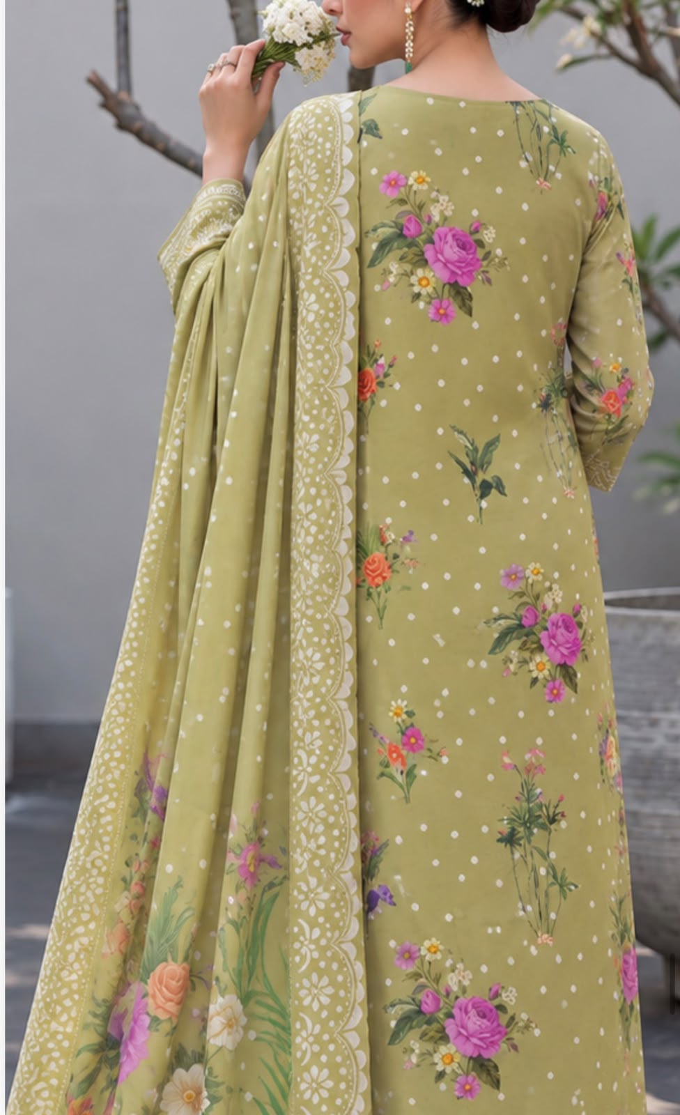 Embroidered viscose 3pc with crinkle dupatta
