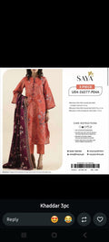 Elegant Rust Orange Printed Khaddar 3-Piece Suit
