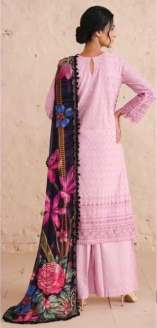 Chikenkari Lawn with Printed Chiffon Duppatta