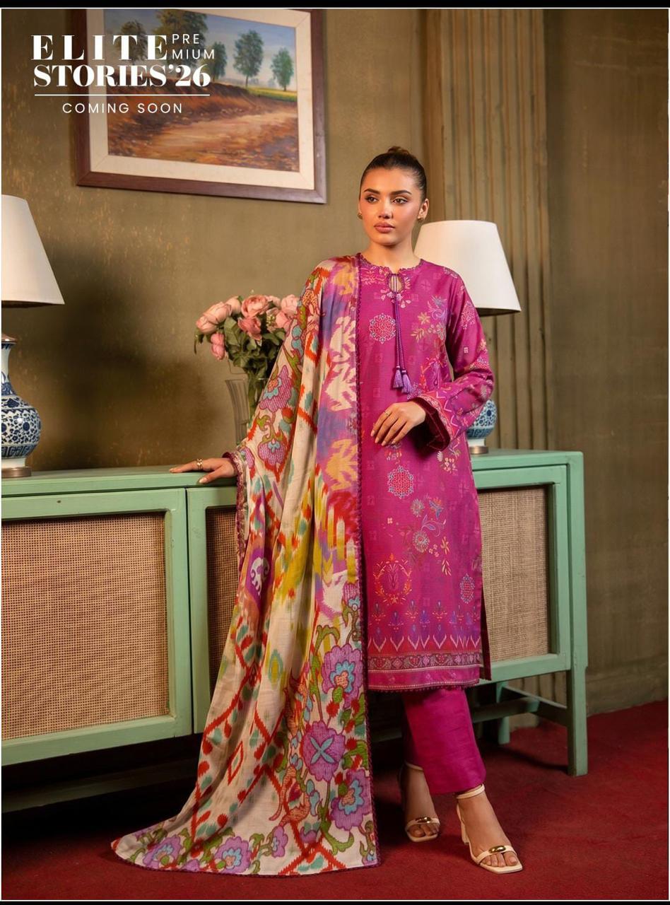 Elite Premium Stories '26 - Magenta Embroidered 3-Piece Suit