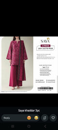 Saya Magenta Printed Khaddar 3-Piece Suit