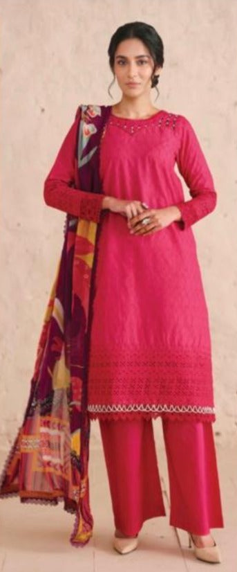 Chikenkari Lawn with Printed Chiffon Duppatta