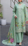 Elegant Mint Green Embroidered 3-Piece Suit