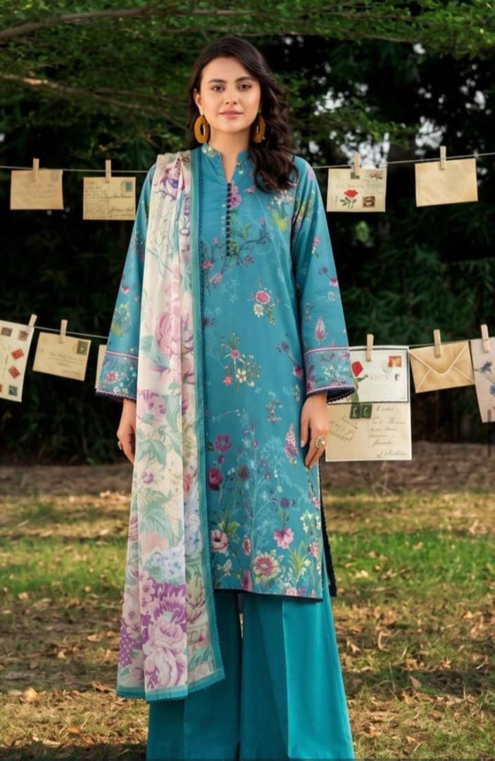 Linen printed 3pc with linen dupatta
